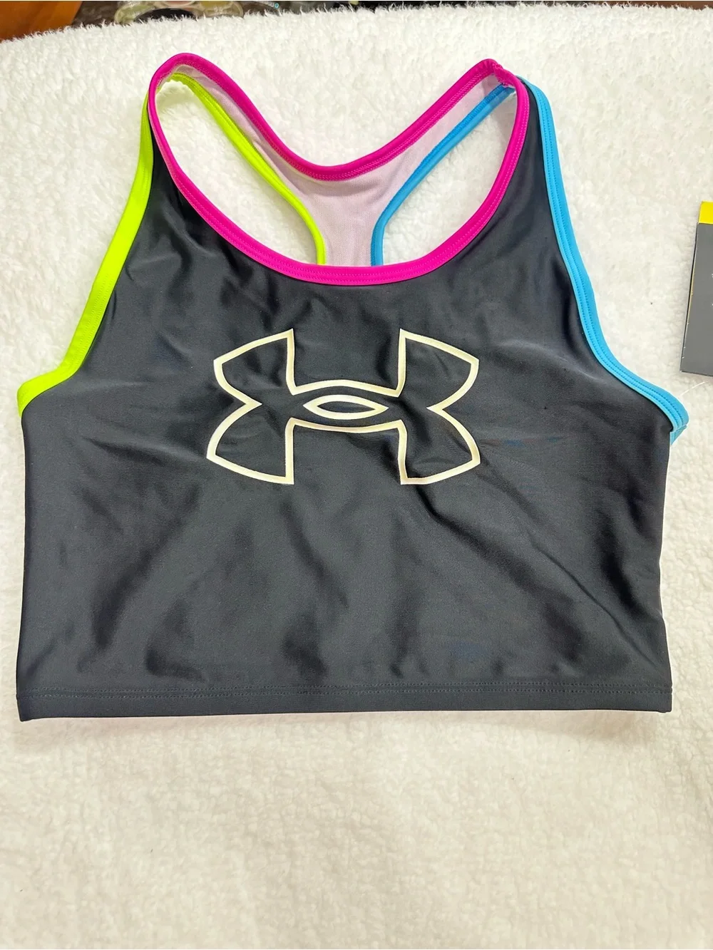 Girl’s Under Armour Black Two-Piece Swim Set with Neon Trim